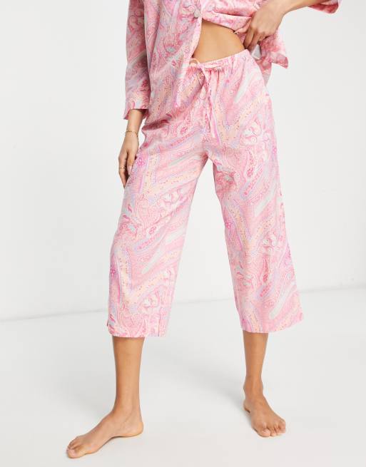 Lauren Ralph Lauren Paisley Print Long Sleeve Notch Collar Woven Pajama Set  | Dillard's