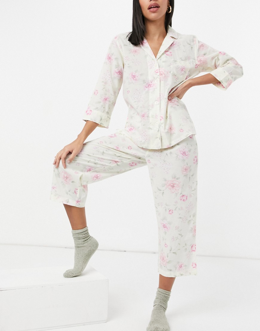 Lauren by Ralph Lauren notch collar capri pyjamas in multi floral