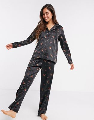 next black floral pyjamas