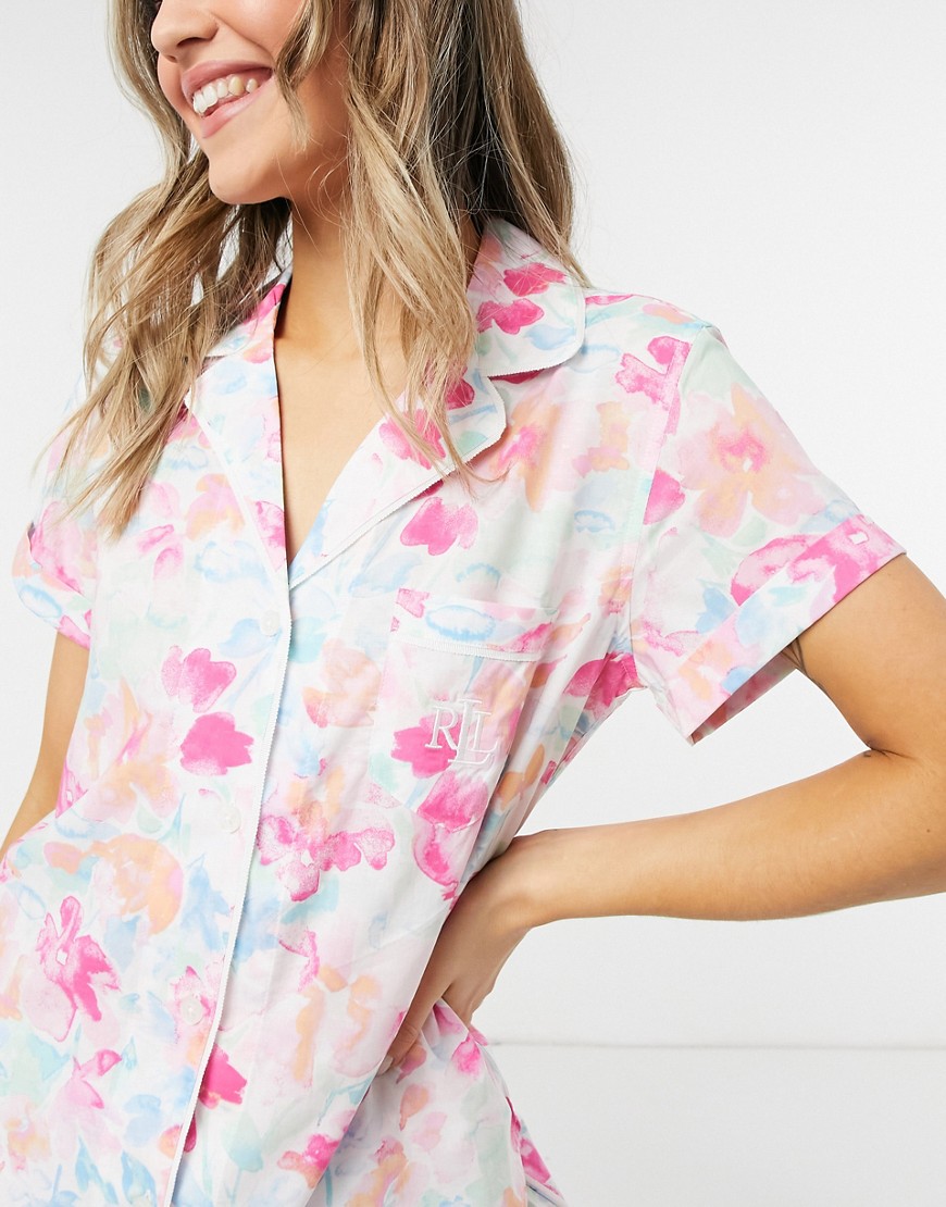Lauren by Ralph Lauren notch collar short pajama set in multi floral