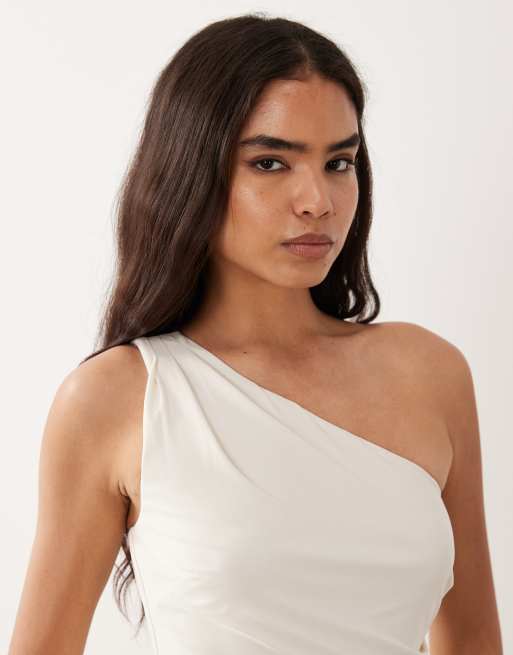 Lauren by Ralph Lauren one shoulder maxikjole i cream, 3 af 4