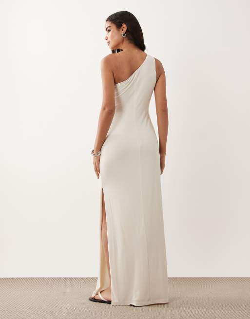 Lauren by Ralph Lauren one shoulder maxikjole i cream, 4 af 4