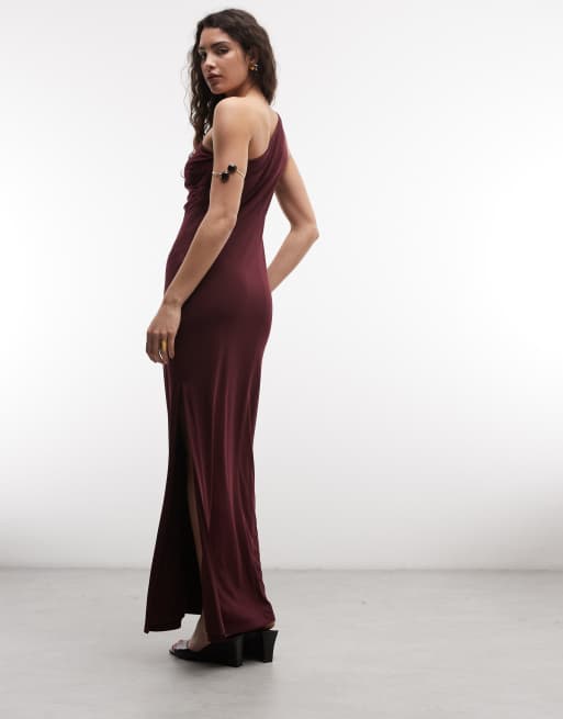 Lauren by Ralph Lauren One-Shoulder-Maxikleid in Burgunderrot, 3 von 4