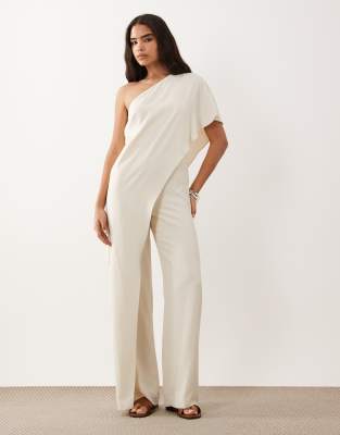 louren ローレン shoulder tie jumpsuit Lauren by Ralph Lauren one shoulder tie jumpsuit in cream | ASOS