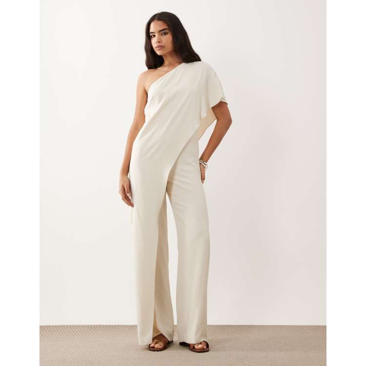 louren ローレン shoulder tie jumpsuit Lauren by Ralph Lauren one shoulder tie jumpsuit in cream | ASOS
