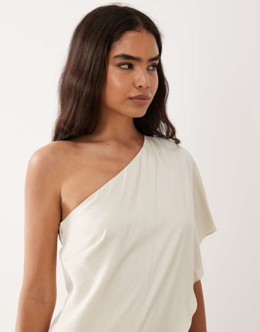 Lauren by Ralph Lauren one shoulder tie jumpsuit in cream, 2 of 4