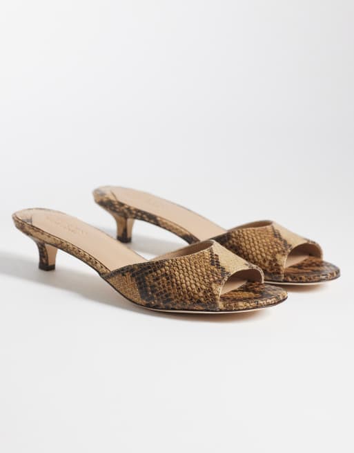 Lauren by Ralph Lauren – Pantoletten mit Absatz und Schlangenmuster in Hellbraun, 2 von 4