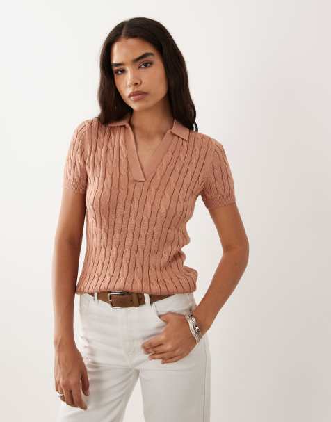 Lauren by Ralph Lauren polo en maille fine rose - view 1