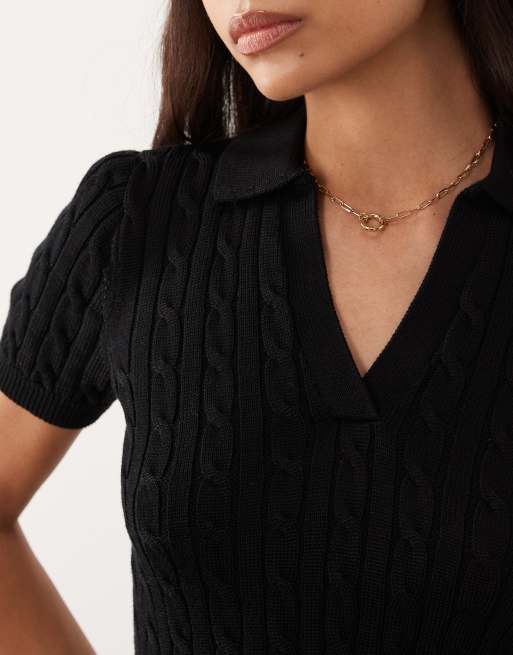 Lauren by Ralph Lauren polo fin en maille noire, 3 de 4