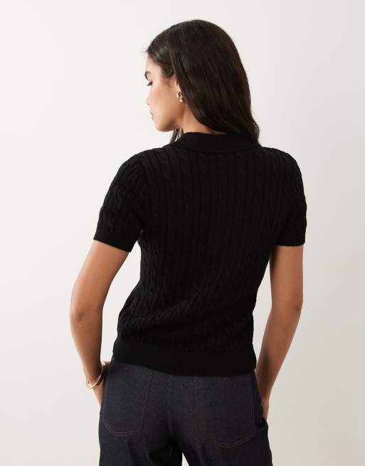 Lauren by Ralph Lauren polo fin en maille noire, 4 de 4