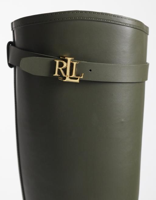 Lauren by Ralph Lauren Portiah rubber boot in dark olive, 3 of 4
