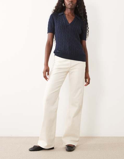 Lauren by Ralph Lauren rechte losse jeans in crème - view 1