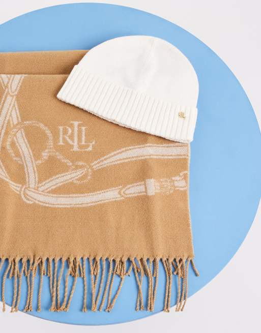 Lauren by Ralph Lauren set regalo con cappello e sciarpa intrecciati beige, 2 di 3