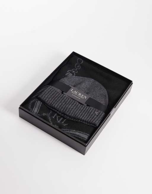 Lauren by Ralph Lauren set regalo con cappello e sciarpa intrecciati nero, 3 di 3