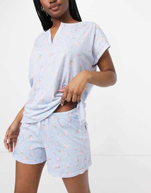 Lauren by Ralph Lauren short pajama set in blue floral | ASOS