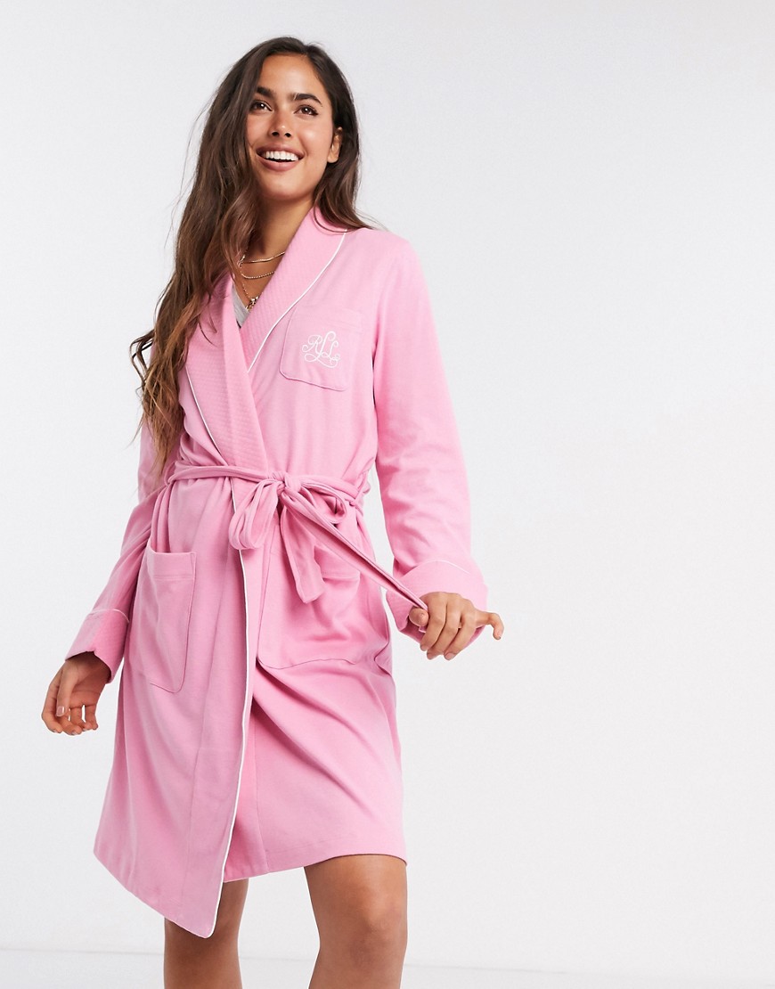 LAUREN by Ralph Lauren soft collared dressing gown in pink