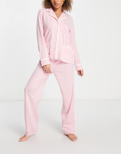 Lauren by Ralph Lauren soft knit long pajama set in pink