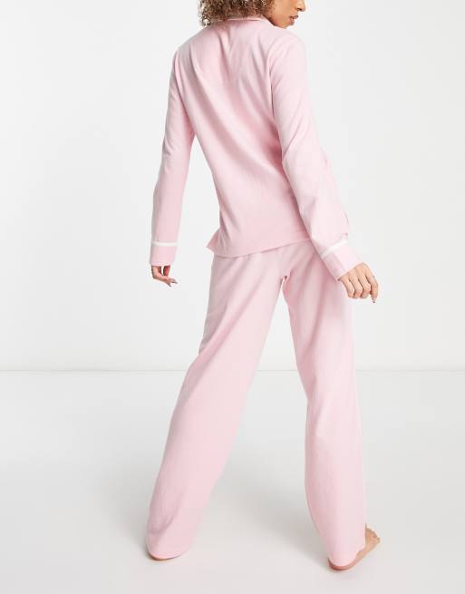 LAUREN RALPH LAUREN Size Large Striped Pink Matching Pajama Set Long Sleeve  Logo $29.88 - PicClick