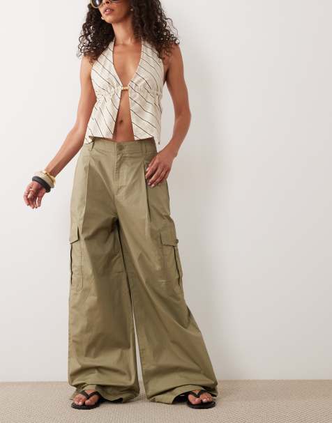Lauren by Ralph Lauren – Spodnie z szerokimi nogawkami z kieszeniami w kolorze khaki - view 1