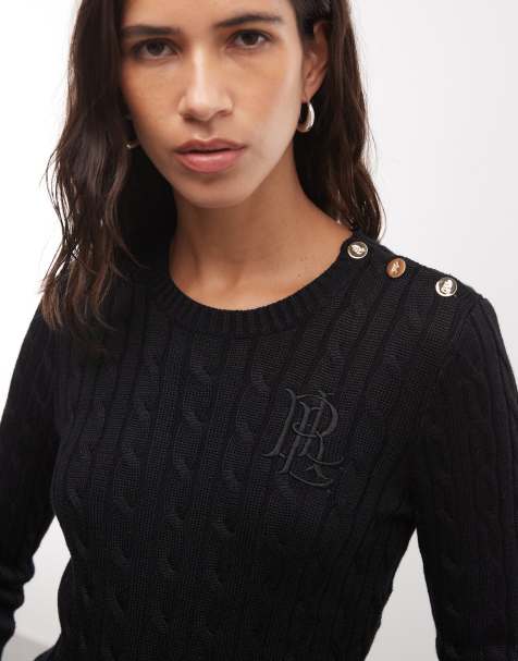 Lauren by Ralph Lauren Strickpullover mit Knopfdetail in Schwarz - view 1