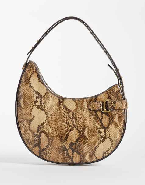 Lauren by Ralph Lauren – Tasha – Abgerundete Tasche in Braun mit Schlangenmuster - view 1