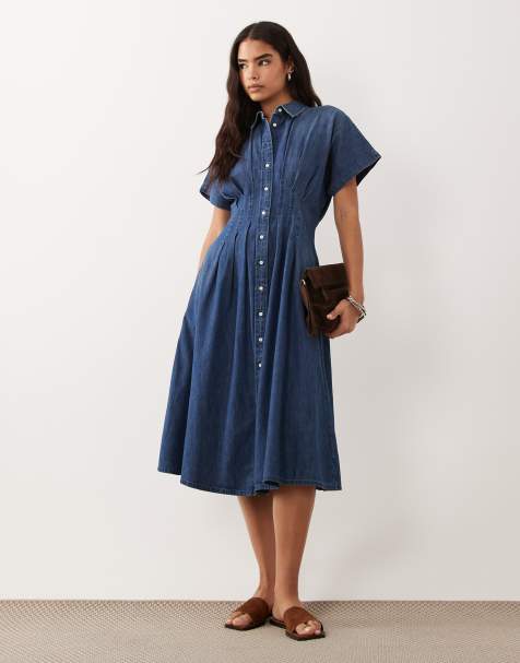 Lauren by Ralph Lauren - Vestido camisero de día midi azul con botones - view 1