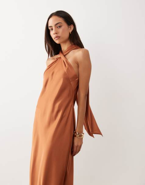 Lauren by Ralph Lauren vestito lungo all'americana color arancione bruciato - view 1