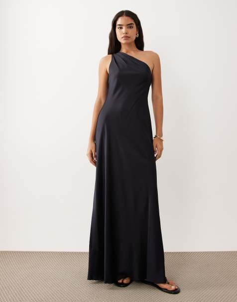 Lauren by Ralph Lauren - Vestito lungo monospalla blu navy - view 1