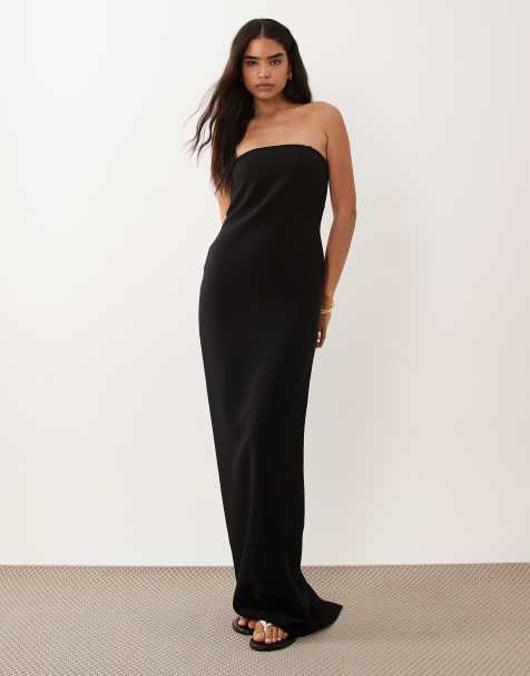 Lauren by Ralph Lauren - Vestito lungo nero senza spalline - view 1