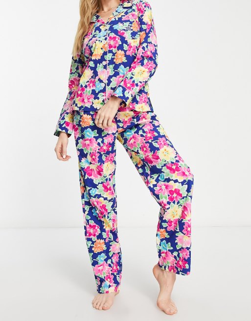 Lauren by Ralph Lauren woven notch collar pajama set in multi floral