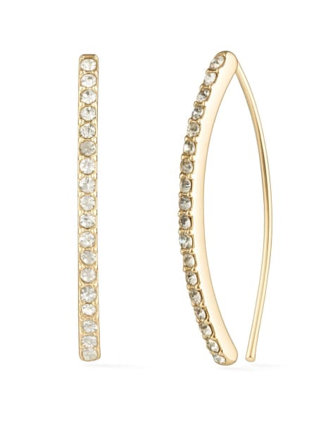 Lauren Ralph Lauren Jewellery Gold tone pavé threader earrings in gold / crystal - view 1