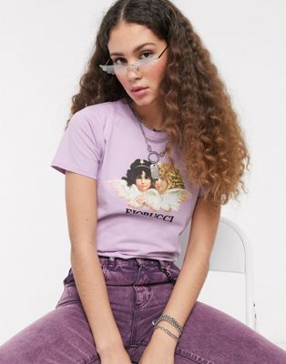фото Лавандовая футболка с принтом ангелов в винтажном стиле fiorucci-фиолетовый