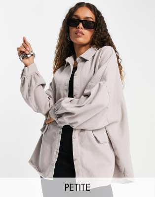 фото Лавандовая рубашка в стиле oversized missguided petite-фиолетовый цвет