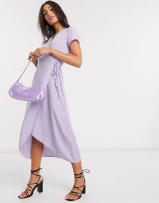 warehouse pink wrap dress