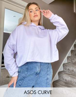 фото Лавандовый короткий oversized-худи от комплекта asos design curve-фиолетовый asos curve