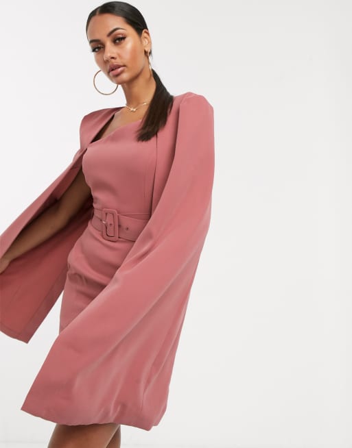 Dusty pink cape top dress