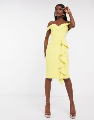 River island yellow bardot sales dress