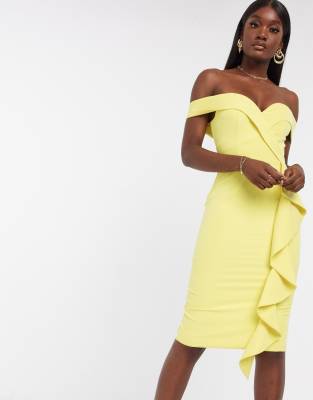 lavish alice yellow bardot dress