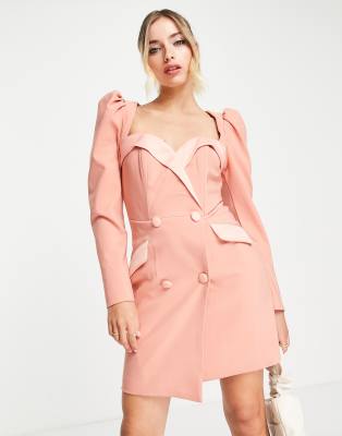 Lavish Alice blazer mini dress in coral