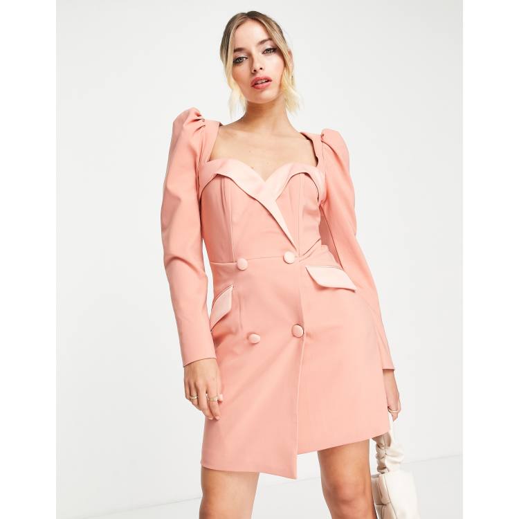 Lavish alice button detail blazer mini dress in pink discount