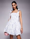 [Lavish Alice] Lavish Alice bubble hem mini dress in blue print 12 Blue print