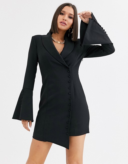 Lavish Alice button detail blazer mini dress in black | ASOS