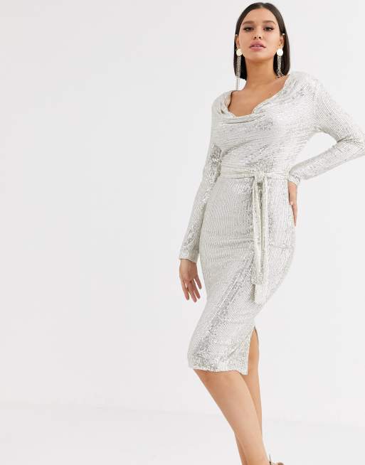 Lavish alice silver sequin sales dress