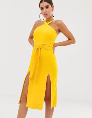 yellow dress with split