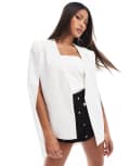 [Lavish Alice] Lavish Alice crystal embellished classic cape blazer in white 6 WHITE