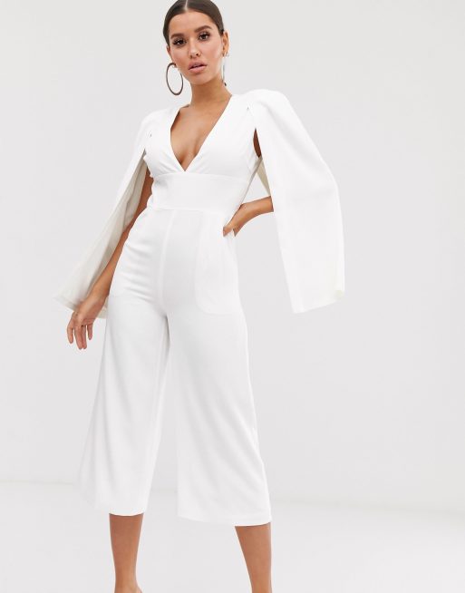 Lavish Alice culotte leg jumpsuit in white | ASOS