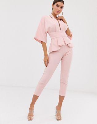 blush jumpsuit with sleeves