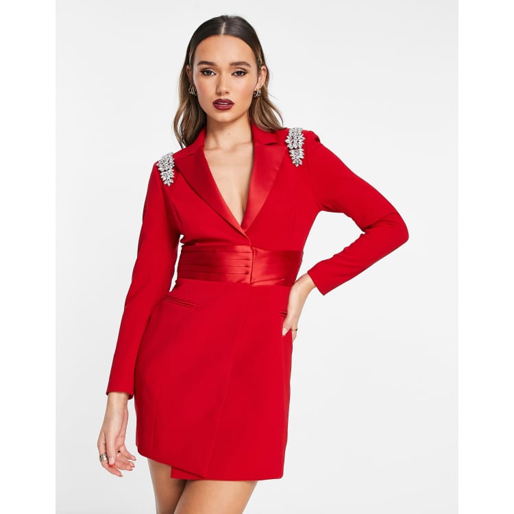 Red dress and store blazer