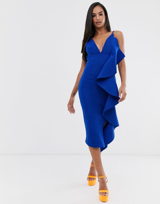 Lavish alice scuba shop frill midi dress