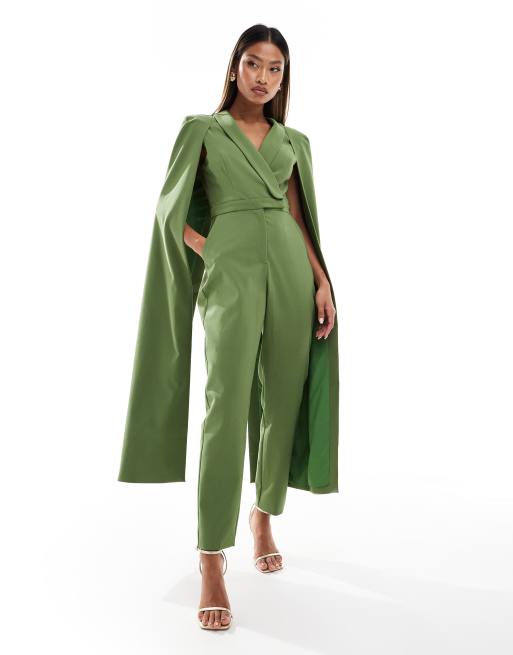 Lavish Alice Eleganter Jumpsuit in Grun mit Cape Design ASOS